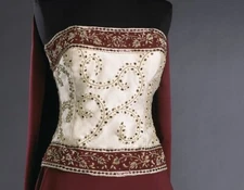 JASDEE Vintage Bustier Corset Hand Work Gotta Thread Embroidery On Satin # F3125