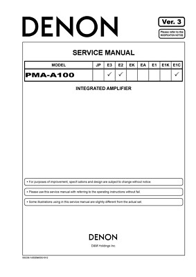 Service Manual-Anleitung für Denon PMA-A100 Ver. 3 