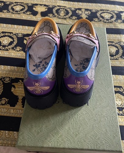 Nuevo En Caja Auténticos Mocasines GUCCI GG Supreme Monograma Cordobés Lux Horsebit Talla G 34 - Imagen 4 de 8