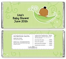 Sweet Pea African American Boy - Personalized Baby Shower Candy Bar Wrappers 