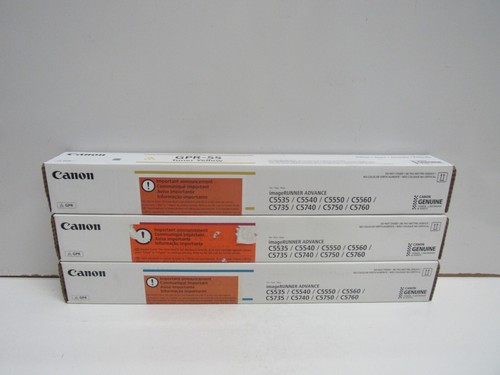 LOT OF 3! GENUINE CANON GPR-55 CYAN/MAGENTA/YELLOW (IR-ADV C5535) TONER