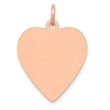 14k Rose Gold Engravable Heart Disc Charm or Pendant, 18mm