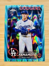 Yoshinobu Yamamoto 2024 Topps Chrome Update Rookie Debut Aqua Wave /199 Rookie