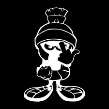 Marvin The Martian Flip Off Middle Finger Decal Sticker White Die Cut Vinyl