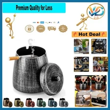 Ashtray for Cigarettes Outdoor Metal Windproof Lid Smokeless Durable