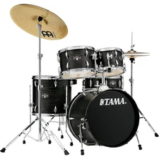 TAMA Imperialstar 5-Piece Complete Drum Set w/18" Bass/Cymbals Black Oak Wrap