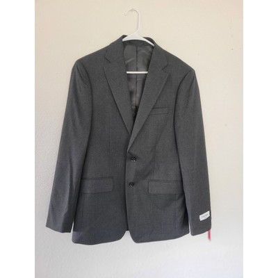 Calvin Klein Men's Slim Fit Stretch Charcoal Gray Blazer Jacket Button Down #16