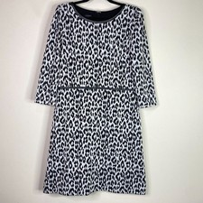 Talbots Refined Ponte Vegan Leather Trim Leopard Print Dress Women's Size 10