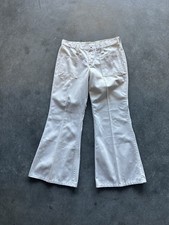 Vintage 70s Wrangler Front Pocket White Bellbottom Flare Pants Size 30 X 27