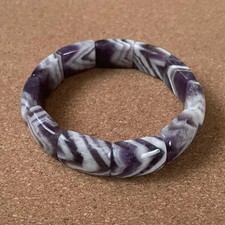 Chevron Amethyst Bangle 1.5cm Healing  Intuition Power Stone Jewelry