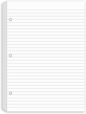 Half Letter Lined Paper 3Hole Punched 5.8x8.2Inch 100 Sheets Binder 3 PCS