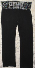 Vtg Victorias Secret PINK Fold Over Yoga Pants Flare VS Love Heart Logo Y2K Sz M