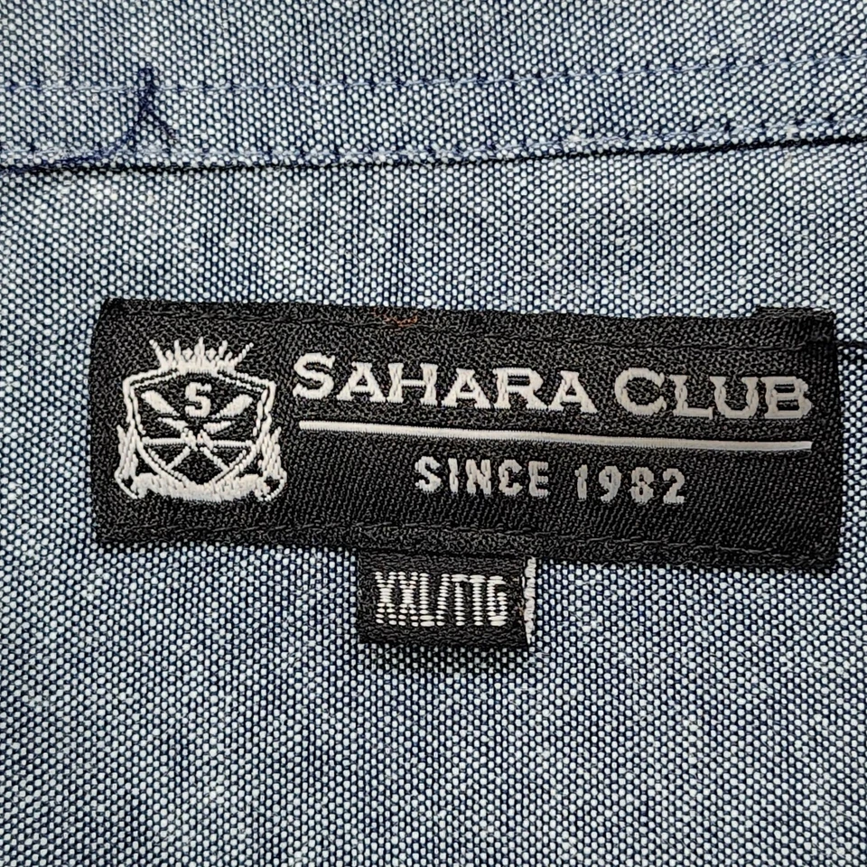 Camisa masculina Sahara Club XXL azul vermelha bolinhas algodão manga curta botão frontal - Imagem 3 de 4