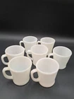 Vintage Lot of 7  Fire King Coffee Cups Mugs White Milk Glass Americana Diner