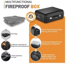 Fireproof Document Box with Combination Lock, Water Resistant Hard Case Safe