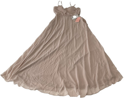 Birdy Grey Gwennie Maxi Dress Womens Size S Taupe Sleeveless Pockets Lined Zip