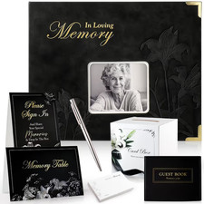 Funeral Condolence Memory Book Personalized Photo 8x10 300 Guests LUXURY SET