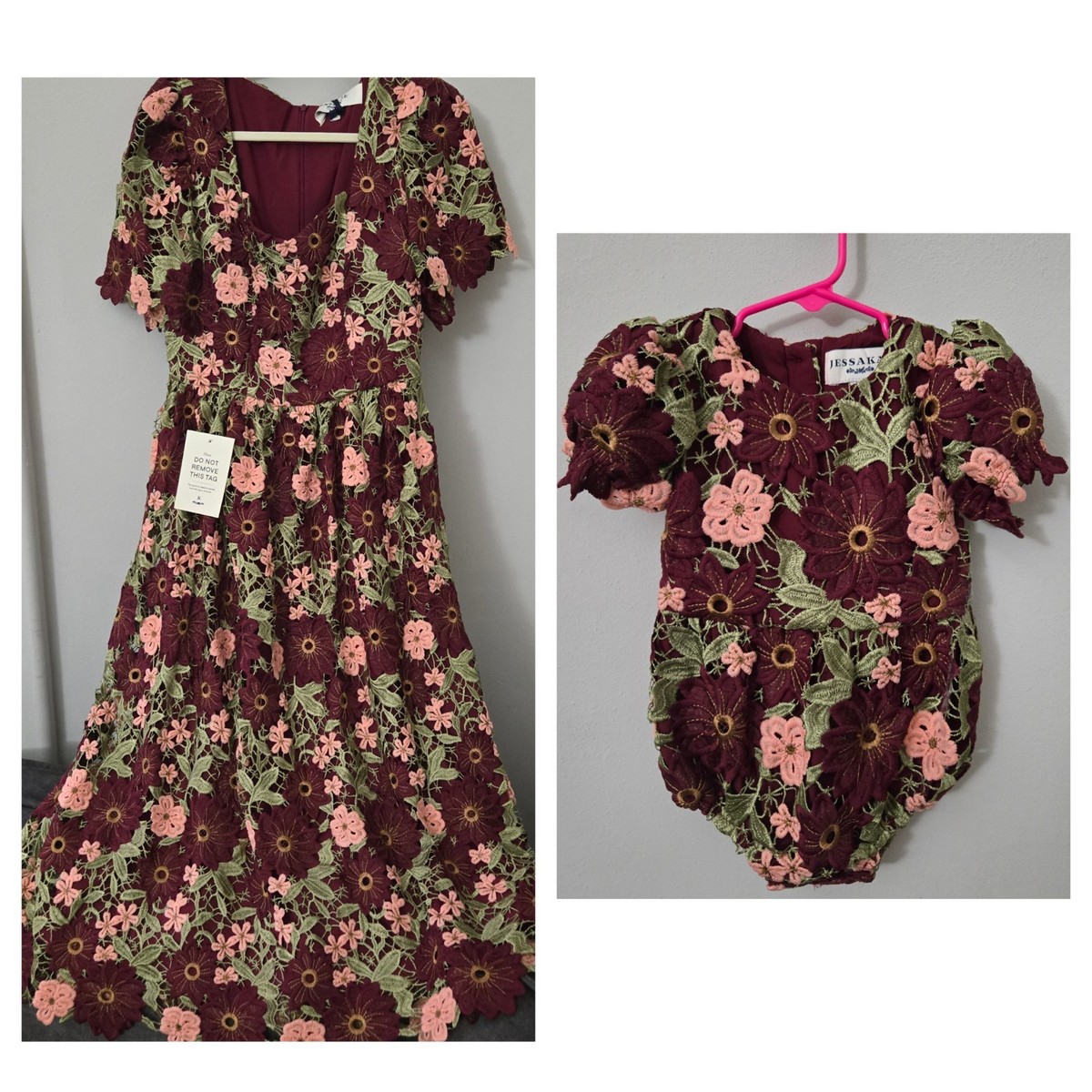 Mom & Daughter Match Set JessaKae Waltz Flower Lace Midi Dress M