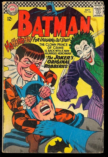 Batman #186 Joker Cover Silver Age Superhero Vintage DC Comic 1966 GD