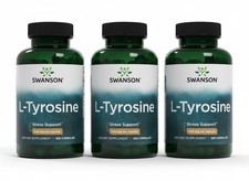 Swanson L-Tyrosine 500mg 3X 100 Caps For Brain Mental Health Stress Support