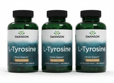 Swanson L-Tyrosine 500mg 3X 100 Caps For Brain Mental Health Stress Support