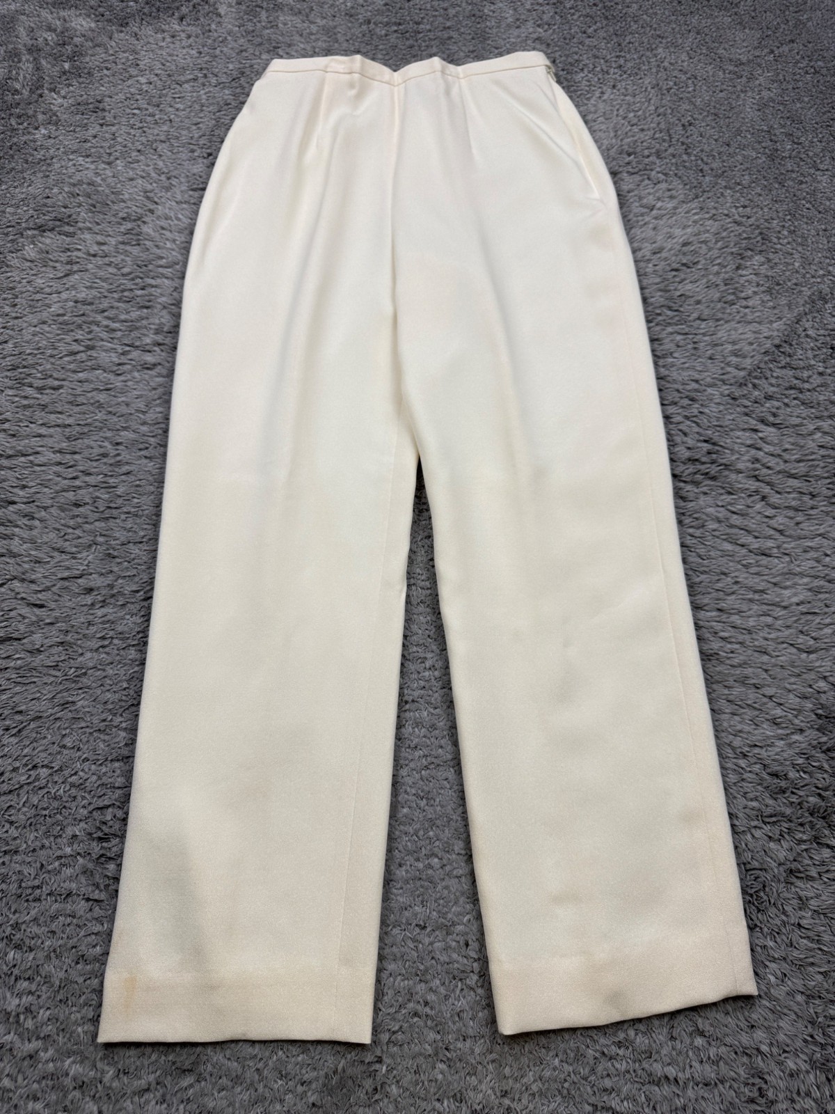 Carlisle Pants Women 10 Ivory Silk High Rise Wide Leg Pleated Career Trousers