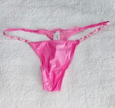 M Victoria's Secret VS Picot Encaje Satinado Tanga Rosa Bikini Bragas Dream Angels M