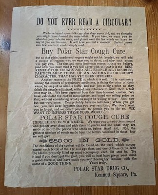 Polar Star Cough Cure Advertising Circular Brochure Quack Medicine 1891 Antique