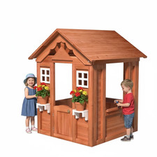 Outdoor Playhouse for Kids Boy Girl Ages 3-8, Wooden Cottage Playhouse with W...