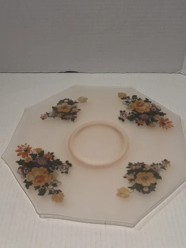 VTG Pink Satin Depression Glass Platter, Handpainted, Elegant Glass