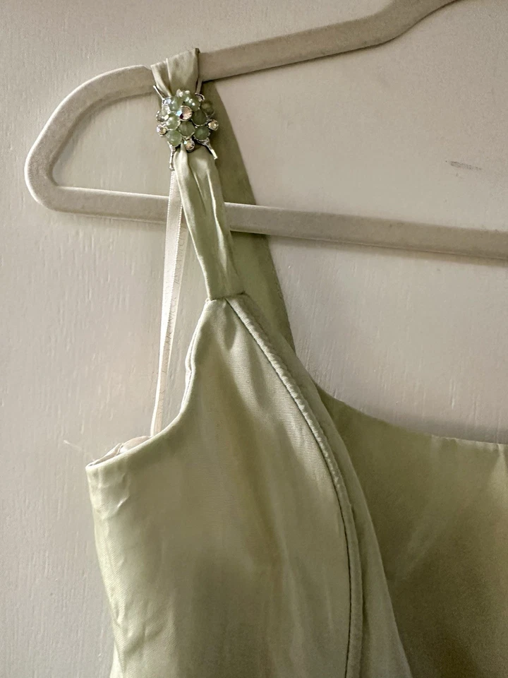 Vestido Formal Jessica McClintock Gunne Sax Vintage Verde Pálido Talla 11/12 Bridgerton Foto 2 de 4