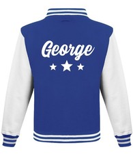Kids Personalised Name Baseball Varsity Jacket Childrens Custom Letterman