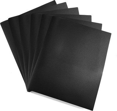 Easykart Plastic Folders with Pockets - (Black, 6 Pack), 2 Pocket Poly Folders f
