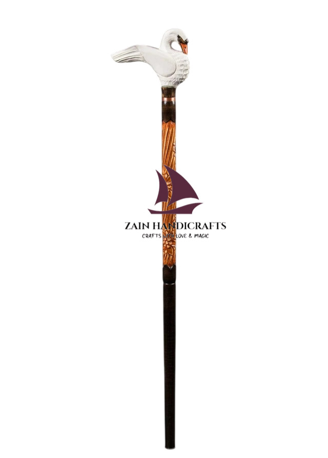 ZAIN Hecho a Mano Pato Bastón Madera Tallado a Mano Réplica Regalo de San Val...