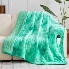 Heated Electric Blanket Throw, Faux Fur Sherpa Heating Blanket for Sofa Bed, ...