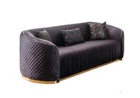 Sofa Luxus Wohnzimmer Modern Dreisitzer MöBel Schwarz 3 Sitzer Holz Textil