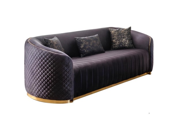 Sofa Luxus Wohnzimmer Modern Dreisitzer MöBel Schwarz 3 Sitzer Holz Textil-image