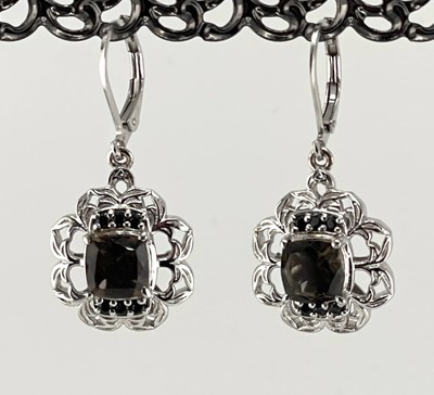 Karis - Sterlingsilber mit rauchigem Topas 1'' Ohrhänger - filigrane Fassung.
