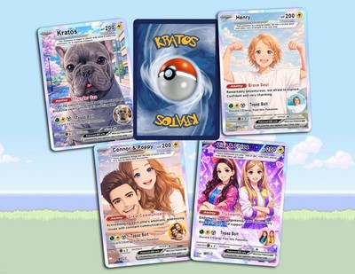 personalized pokemon cards Personalized PKM Anniversary Card, Custom Photo Anime Wedding Card, An main image 1