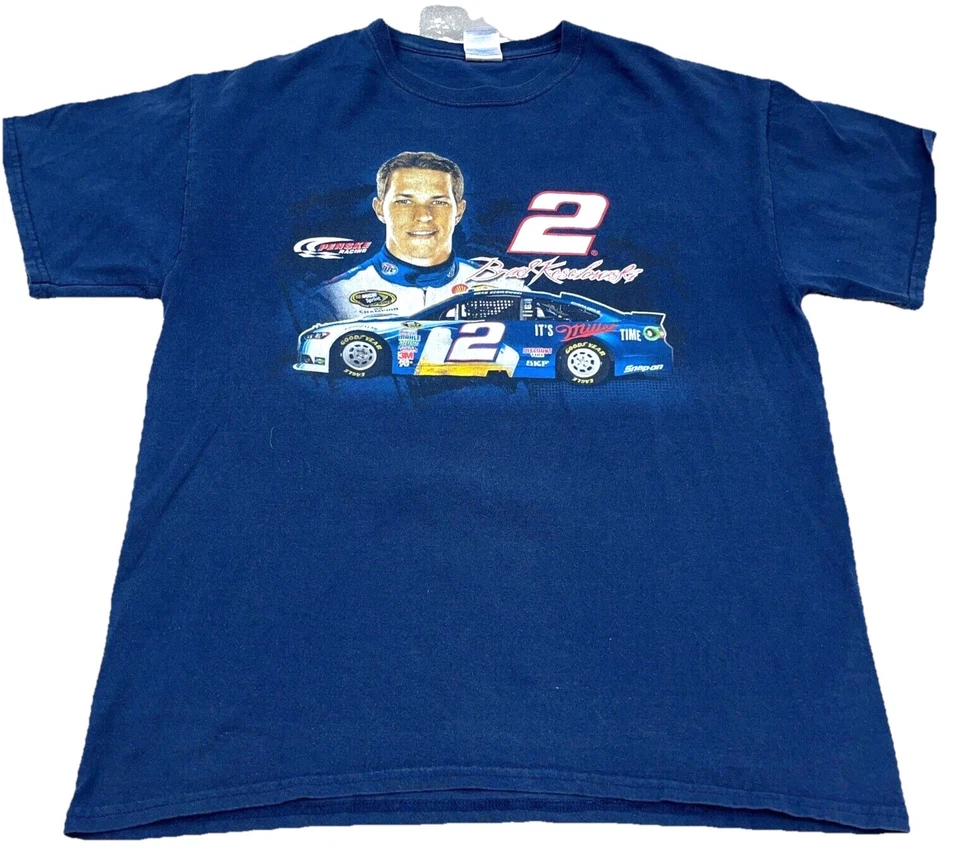 Vintage Nascar Shirt Men Large Tee Brad Keselowski Racing Millar Lite Ford Y2K - Image 2 of 4