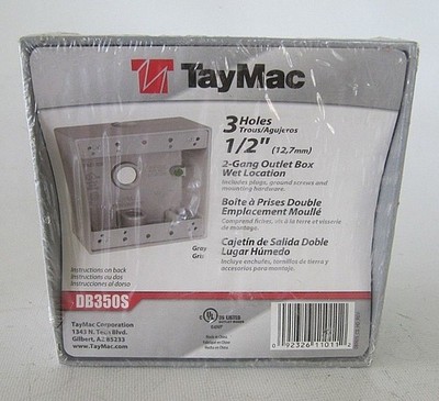 (NEW)   Grey 3 Hole 1/2'' 2-Gang Wet Location Outlet Box DB350S #wd