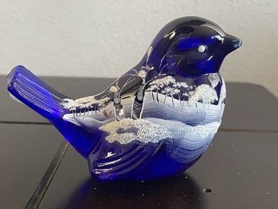 Fenton Canaan Valley on Cobalt Blue Song Bird Hand Painted by S Stephens