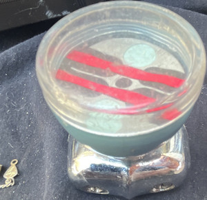 Vintage Blue Steering Wheel Spinner Knob Chrome Red Stripes