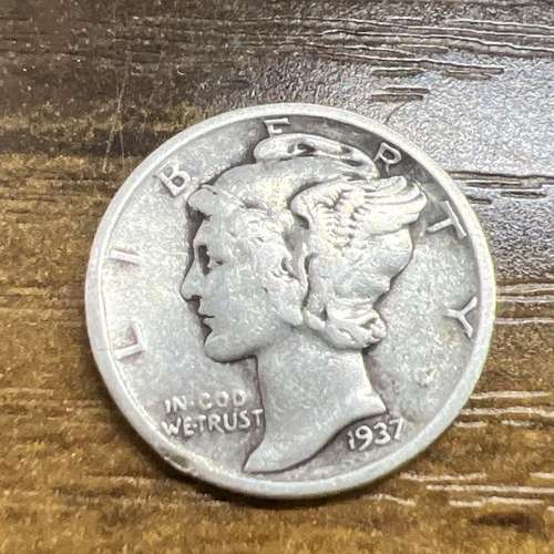 1937-D Mercury SILVER DIME Very Good Details Actual Coin Great Coin Own