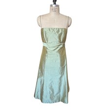 Jenny Yoo Collection Silk Shantung Midi Length Sage Green Formal Dress Size 8