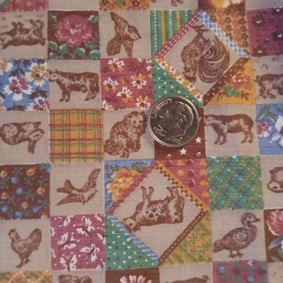 Vintage Farmyard Mini Patchwork Cotton Fabric by Joan Kessler Concord 48 x 44
