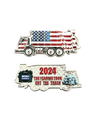 American Garbage Truck Challenge Coin With President Trump Driving Gift Trash