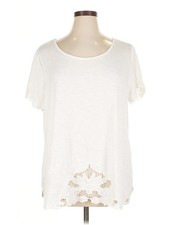 Adiva Women Ivory Short Sleeve Top 1X Plus