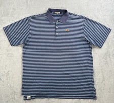 Peter Millar Golf Polo Shirt Men XL Blue Stripe Short Sleeve Baltusrol Golf Club