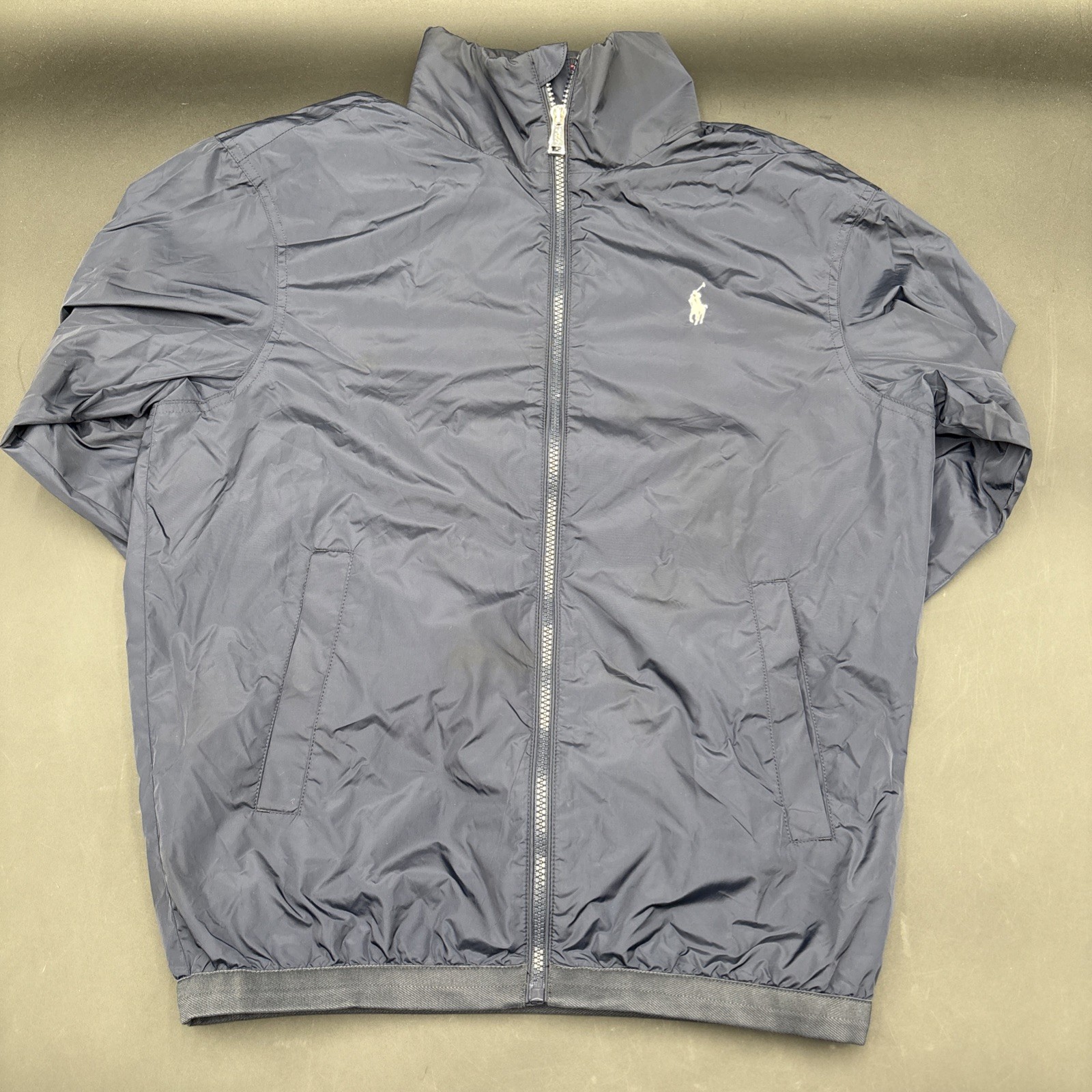 Polo Ralph Lauren Mens Navy Blue  Zip Windbreaker Jacket Size XS